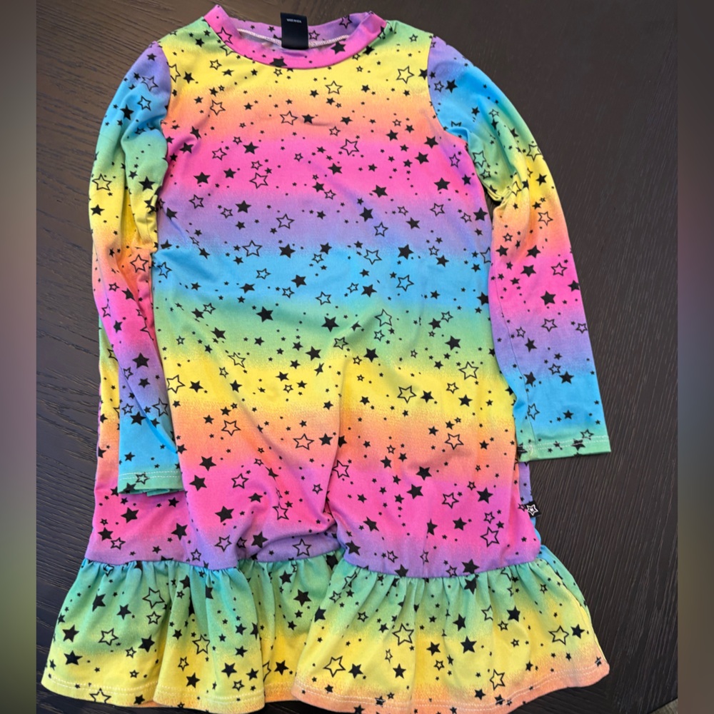 Pixielane' Rainbow Star Ruffle Hem Dress